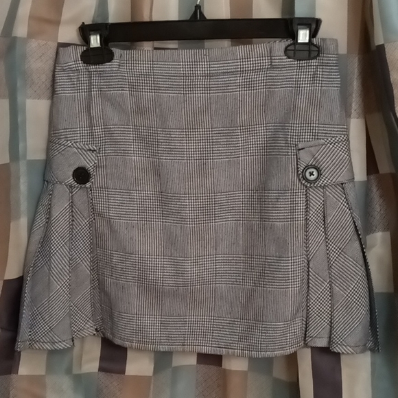 FINAL PRICE LANDS'END girl's black&white houndstooth skirt w pleated sides Sz12 - Picture 2 of 3